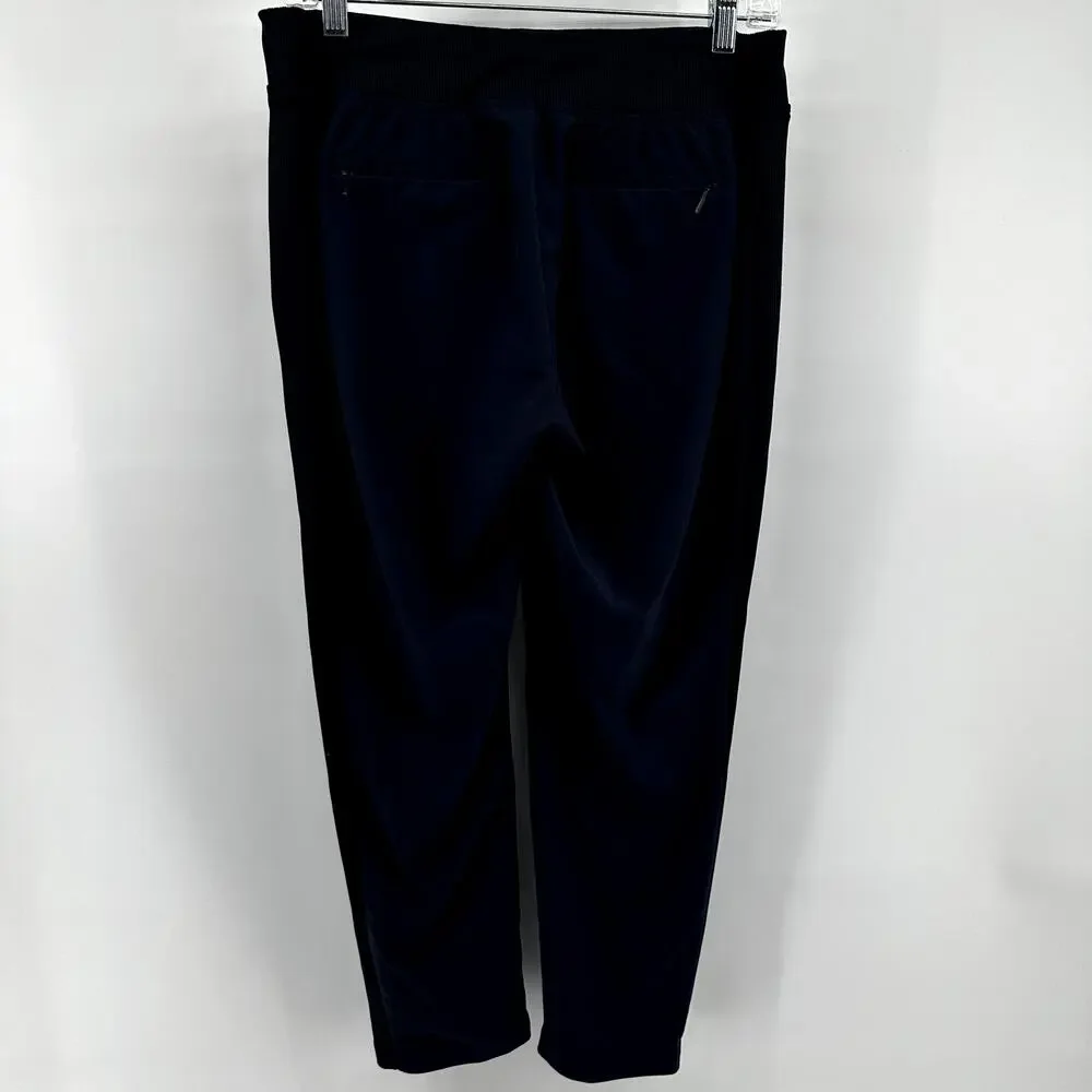 Athleta Brooklyn Mid Rise Ankle Pants Tapered Pocket Rib Knit Trim Navy Blue 8P - Picture 6 of 6